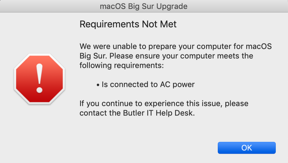 macOS Big Sur Error