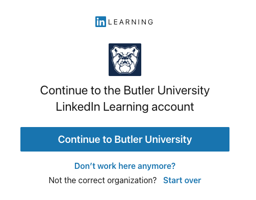 Continue to Butler University screen