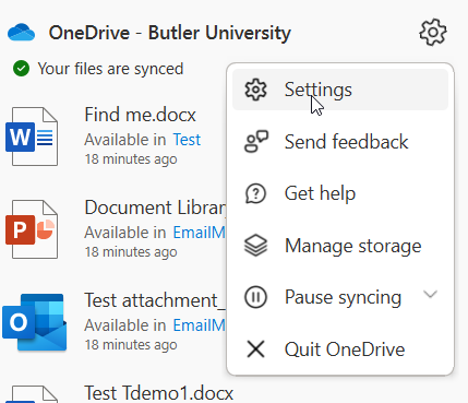One Drive Settings